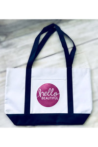 Novelty Graphic Print Tote Bag "hello BEAUTIFUL"