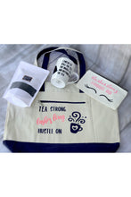 Load image into Gallery viewer, &quot;Tea Strong Lashes Long Hustle On&quot; Novelty Graphic Print Canvas Tote Bag
