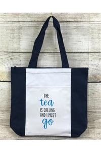 "The Tea is Calling and I Must Go" Novelty Graphic Print Tote Bag