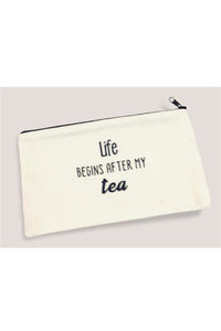 "La vie commence après mon thé" & "Life begins after my tea" Novelty Graphic Print Tote Bag & Pouch